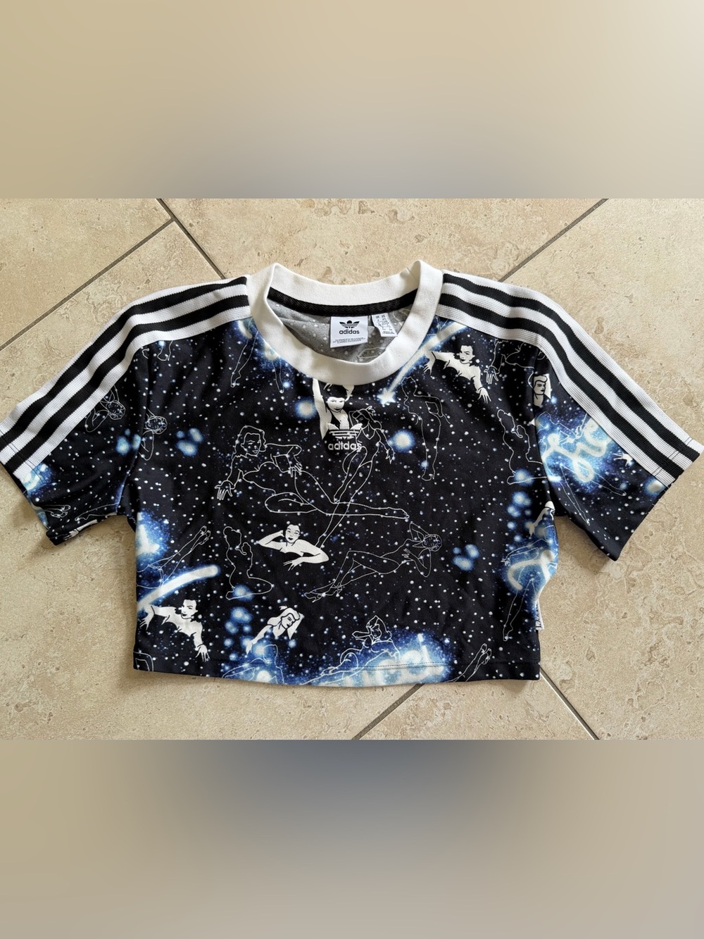 adidas x Fiorucci Black Celestial Galaxy Crop Top Tee
